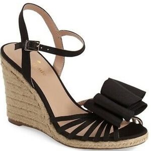 Kate Spade "Biana" Bow Espadrille Wedges Black